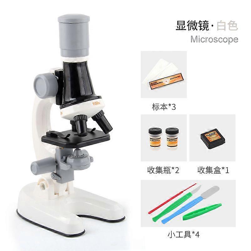 Microscope English packaging white 308.2g# Upgraded children's microscope toy scientific experiment set toy pupil microscope toy