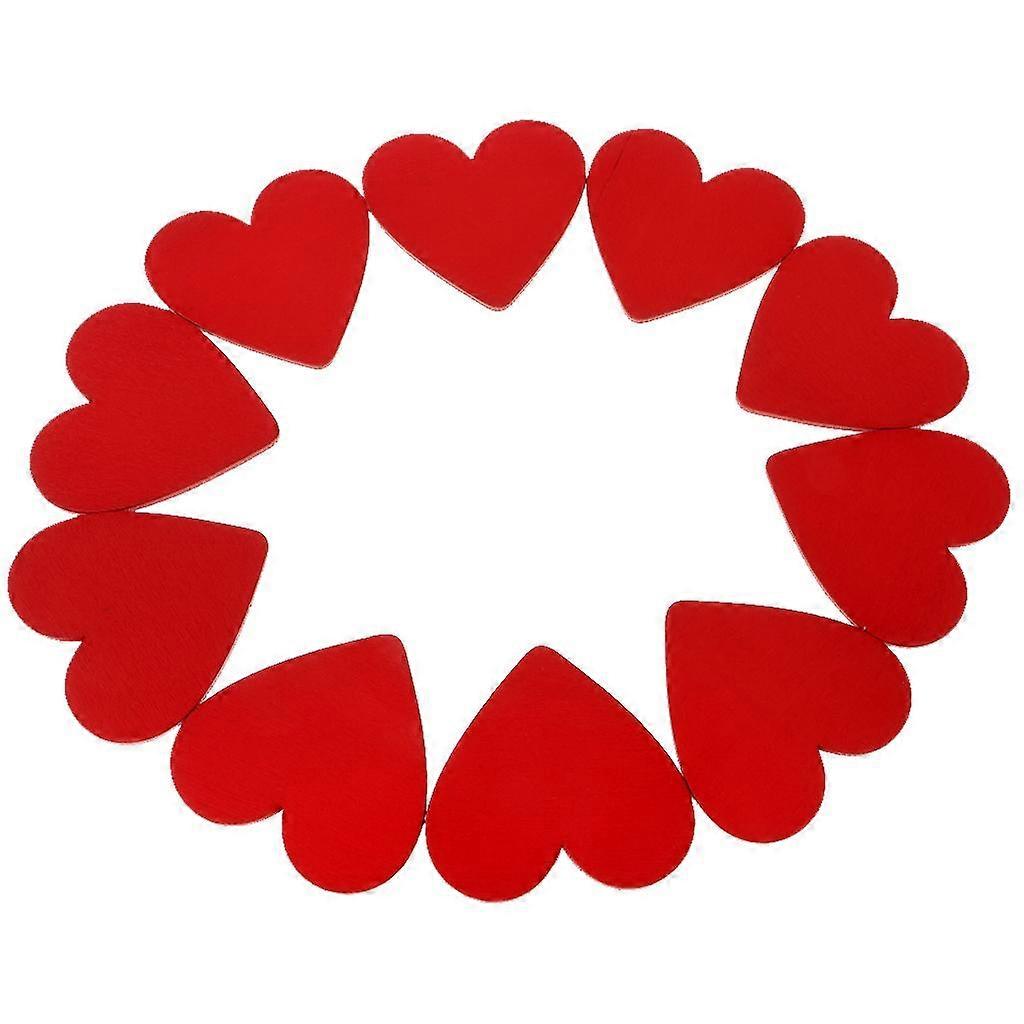 10 قطع قلب خشبي أحمر الحب شرائح خشبية أقراص ديكور الزفاف DIY الحرف 48 ملليمتر