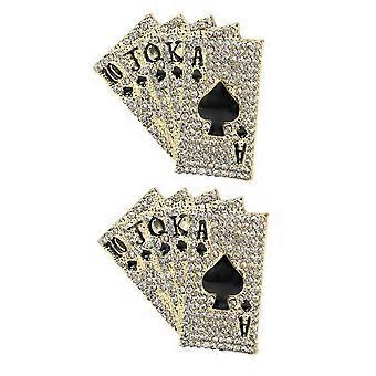 2pcs Kreative Legierung Strass Hip Hop Spielkarten Brosche Pin Anzug Revers Pin Kleidung Accessoire für Partys und Veranstaltungen