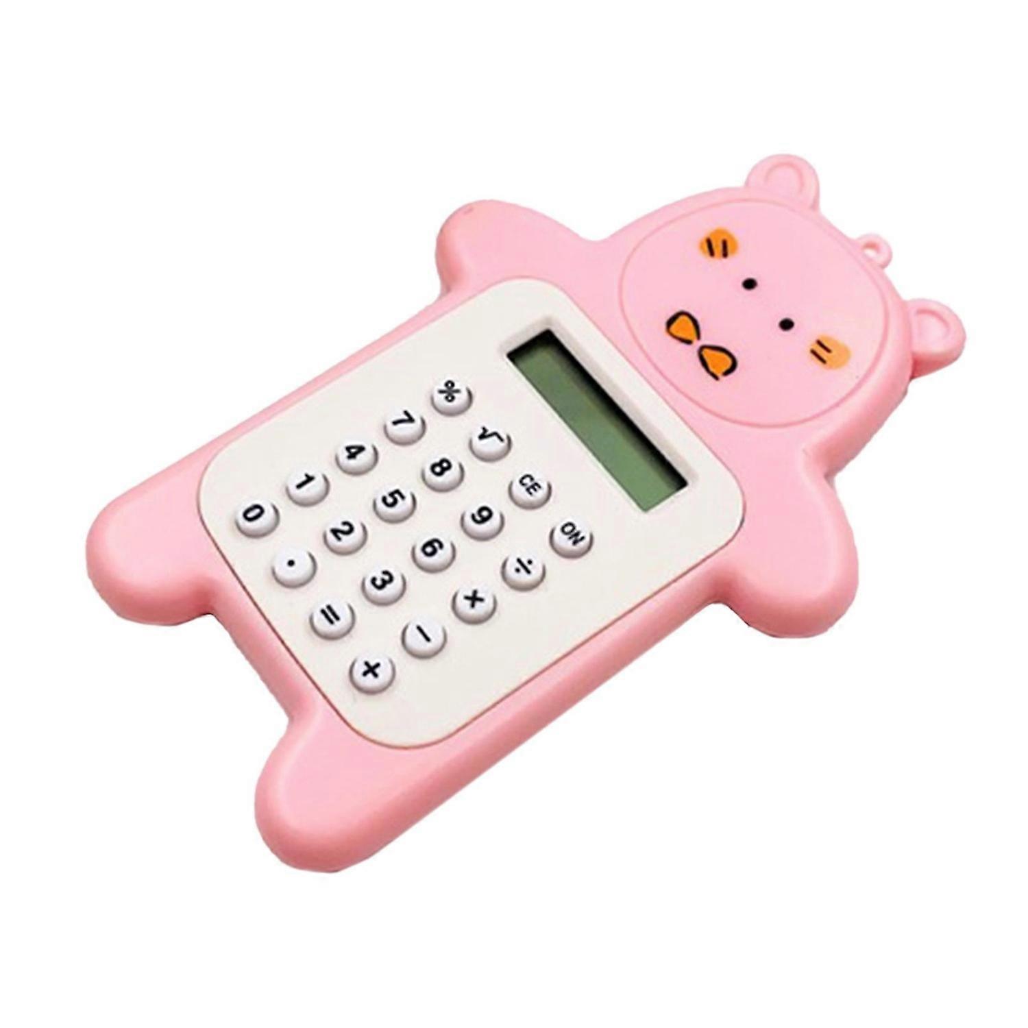 Electronic Calculator Adorable Bear Shape Plastic Lively Face Calculator with Hanging Hole Office Su