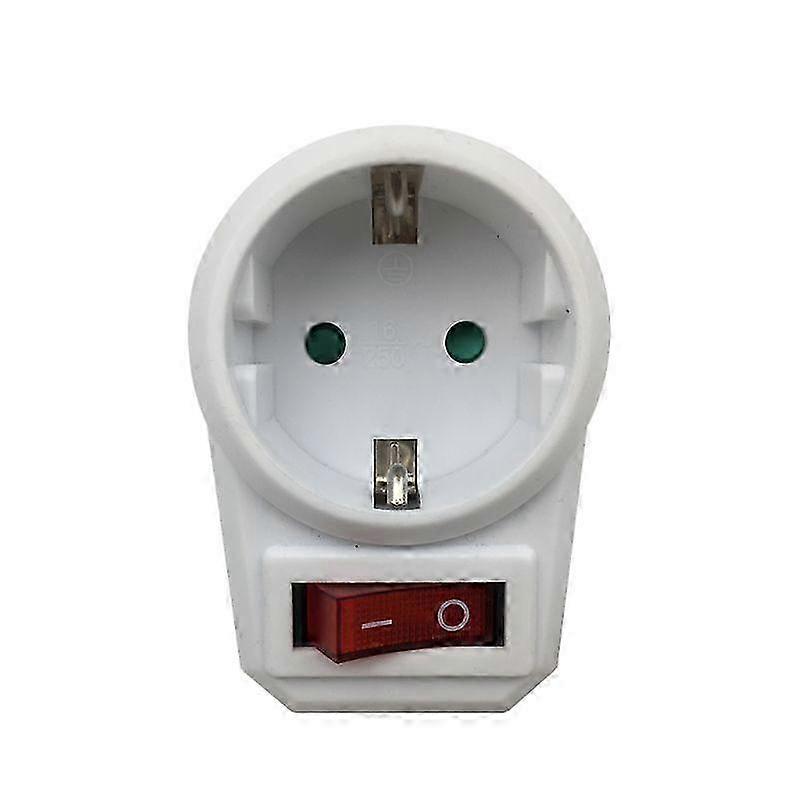 1-to-1 European Power Adapter with Switch, 16A 250V AC Plug Converter
