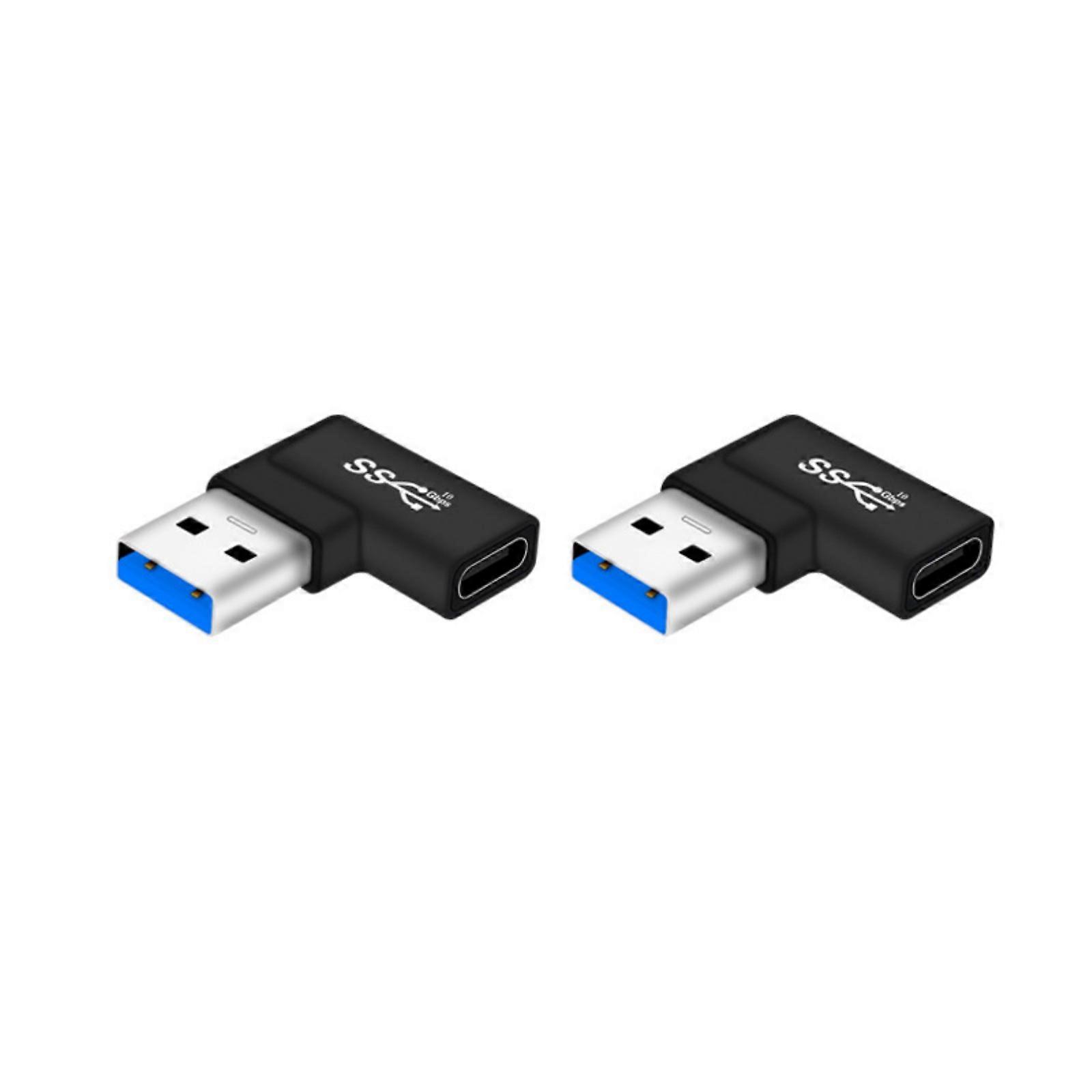 Zweierpack 90-Grad-Adapter USB C auf USB 3.0 Typ C auf USB A Stecker/Buchse für schnelles Synchronisieren und Laden