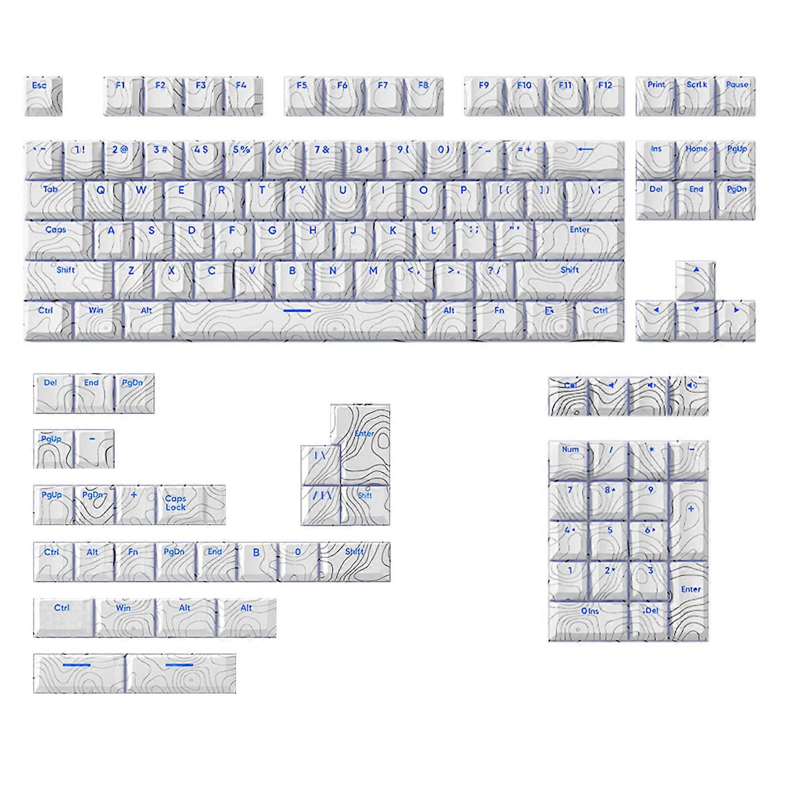 135Keys PBT Dye Sublimation Keycaps Transparents Line Front Print Backlits keycaps Original Height Keycaps for Keyboards White