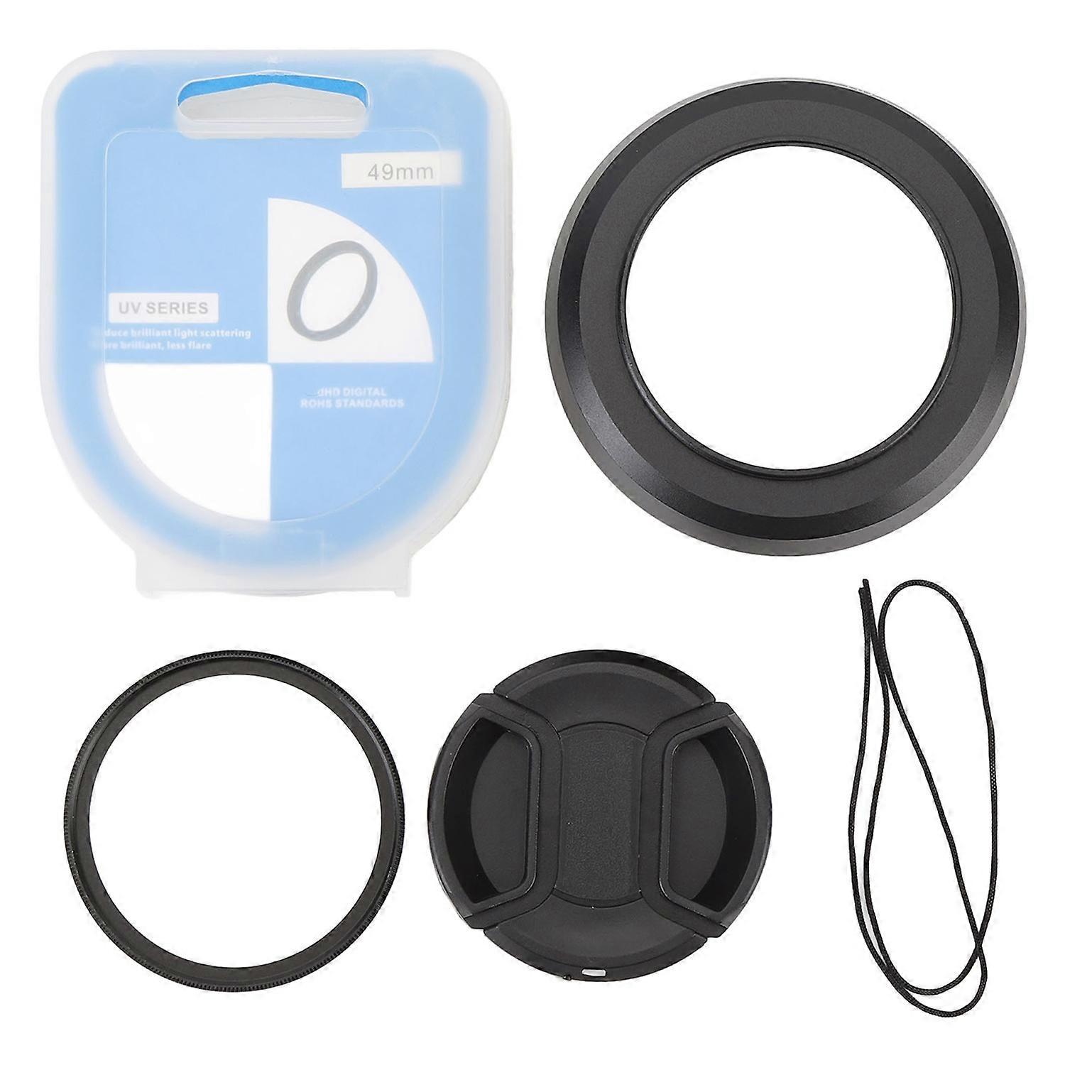 HN-1 Lens Hood 49mm UV Lens Filter Lens Cap Set for 24mm F2. 8D 28mm F2 35mm F2. 8 Lenses