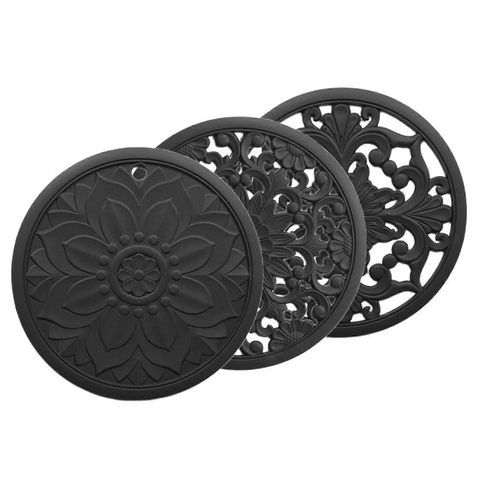 3PCS Multifunctional Round Flower Trivet Mats Premium Quality Insulated Durable