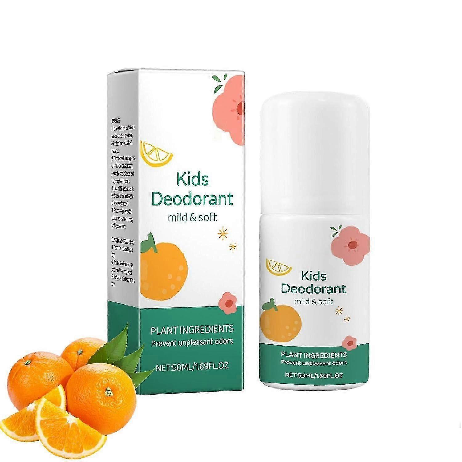 Fresh Natural Deodorant For Kids Teens, Aluminum Free Hypoallergenic Deodorant, Natural Vanilla Citrus Fragrance Roller Deodorant