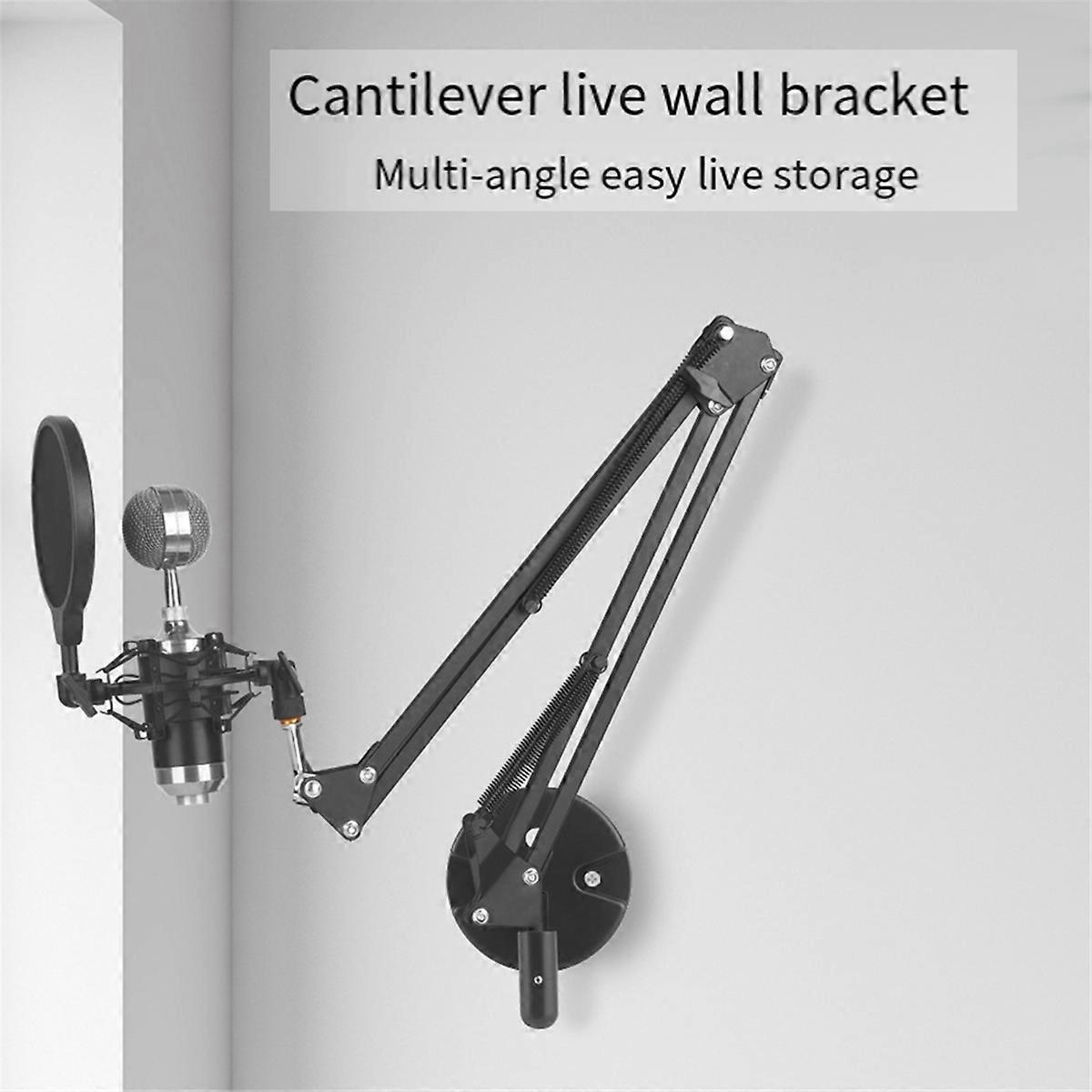 Adjustable Bracket Wall Mounted Microphone Support Fixed Base Punching Holes Universal Microphone an
