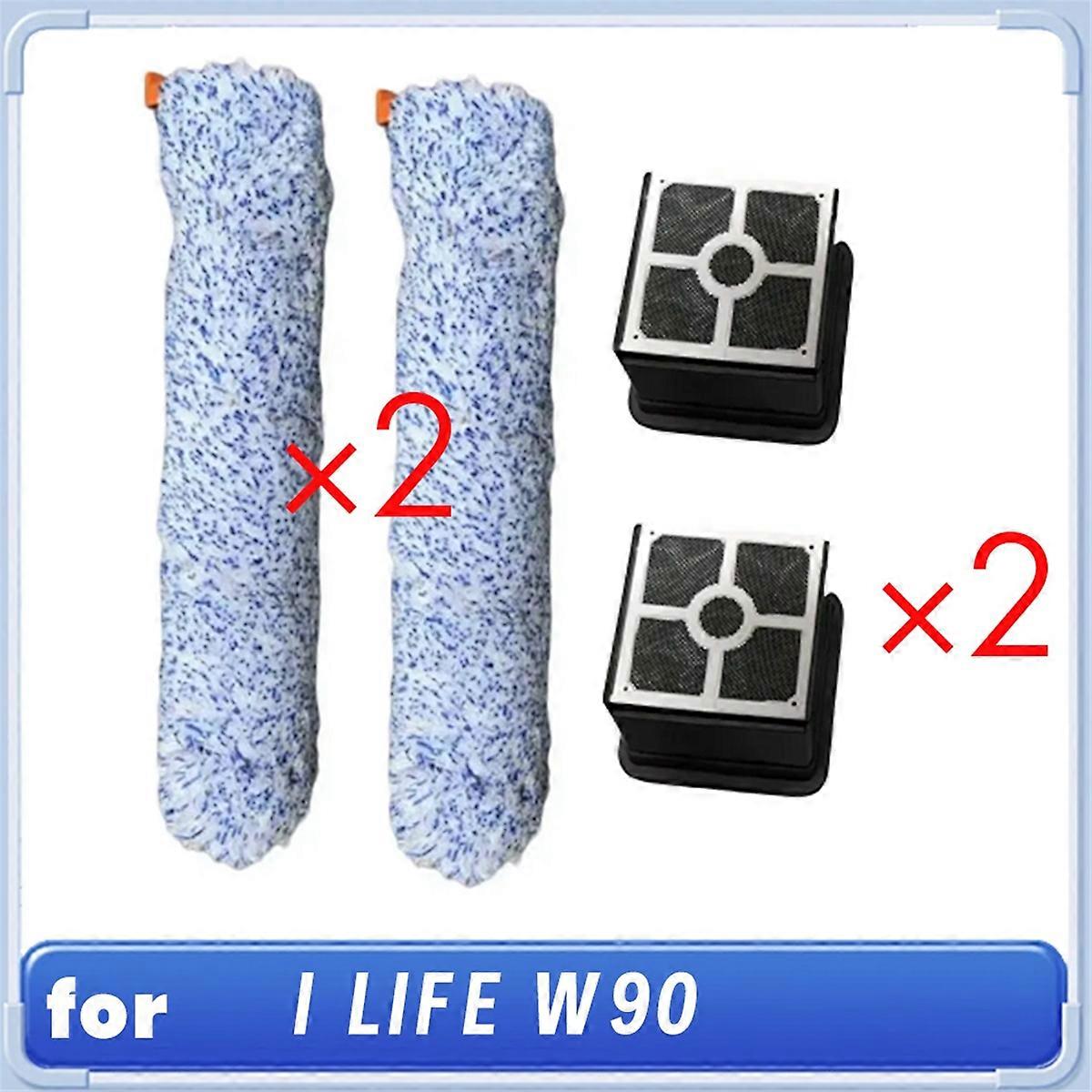 2Roller Brush and 2Filters for I LIFE W90 Cordless Wireless