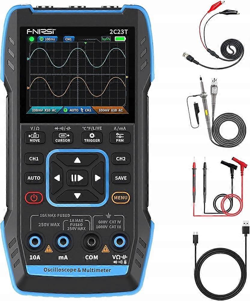 Oscilloscope Multimeter Dds Generator Fnirsi 2c23t Dual Channel 2xtruerms Probe