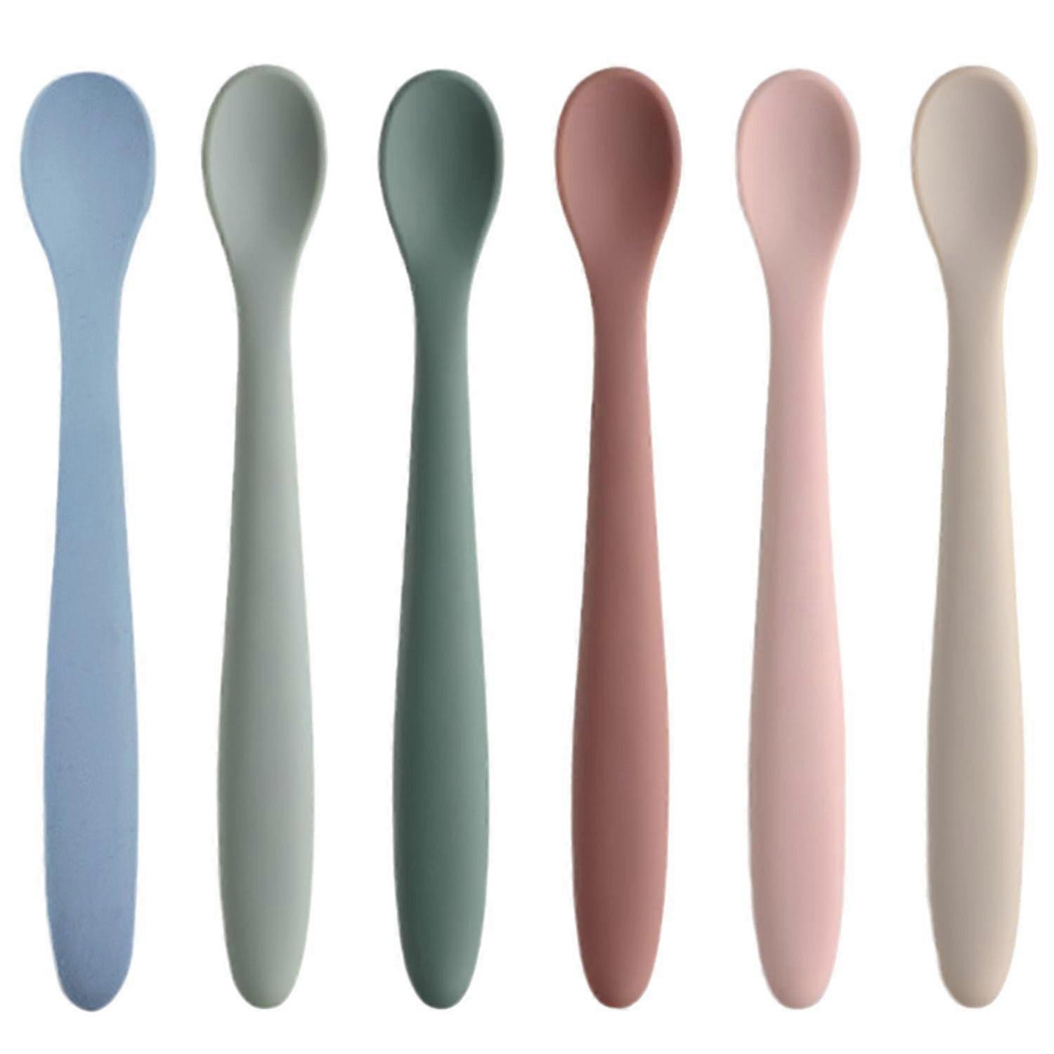 Silicone Baby Spoons Set of 4, Soft-Tip Spoons for First Stage Infant Feeding, Bendable, Chewproof Baby Training Spoon Baby Utensils, Ideal for Self-F
