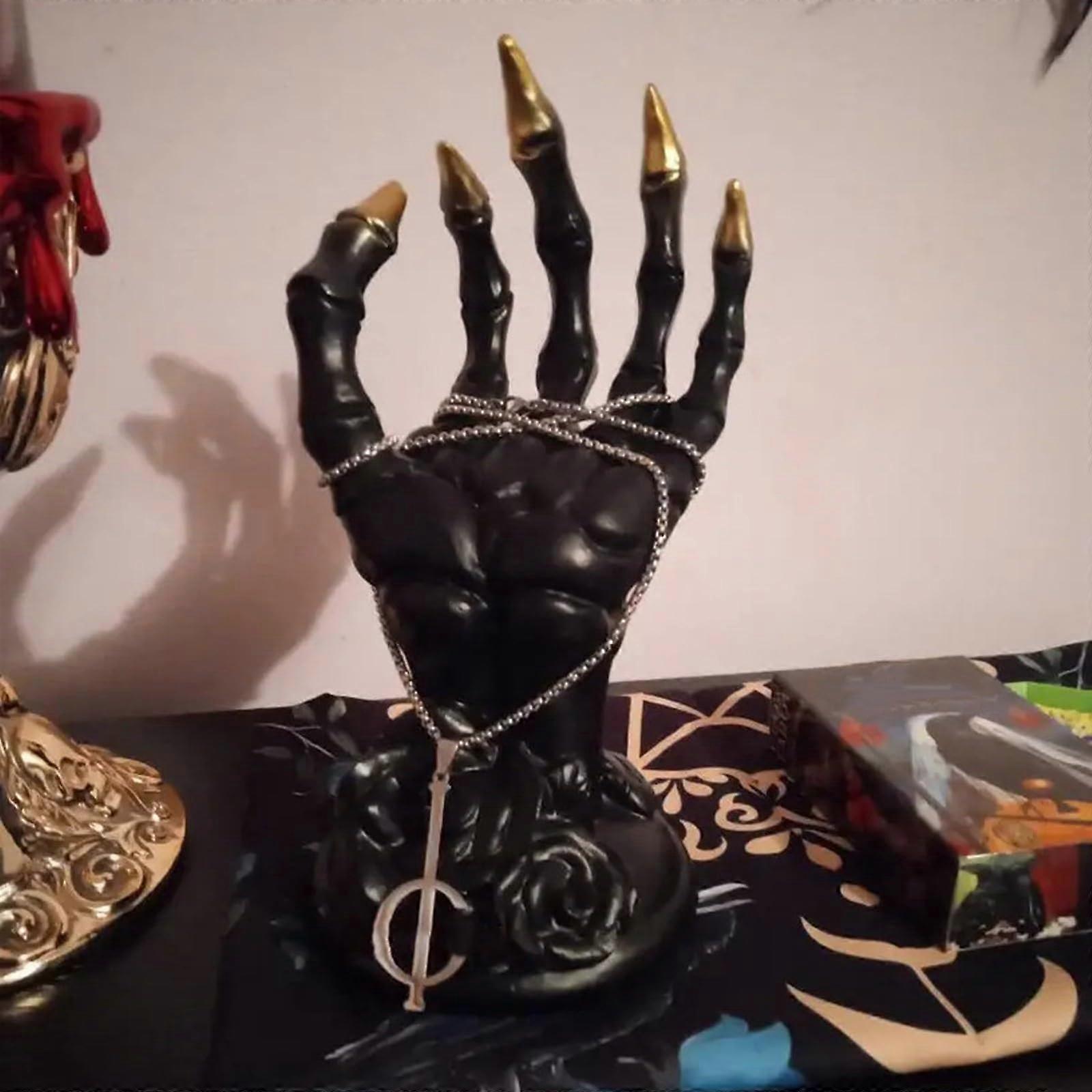 Gothic Valentine Rose Hand Skeleton Model for Halloween Statue Boudoir Decor