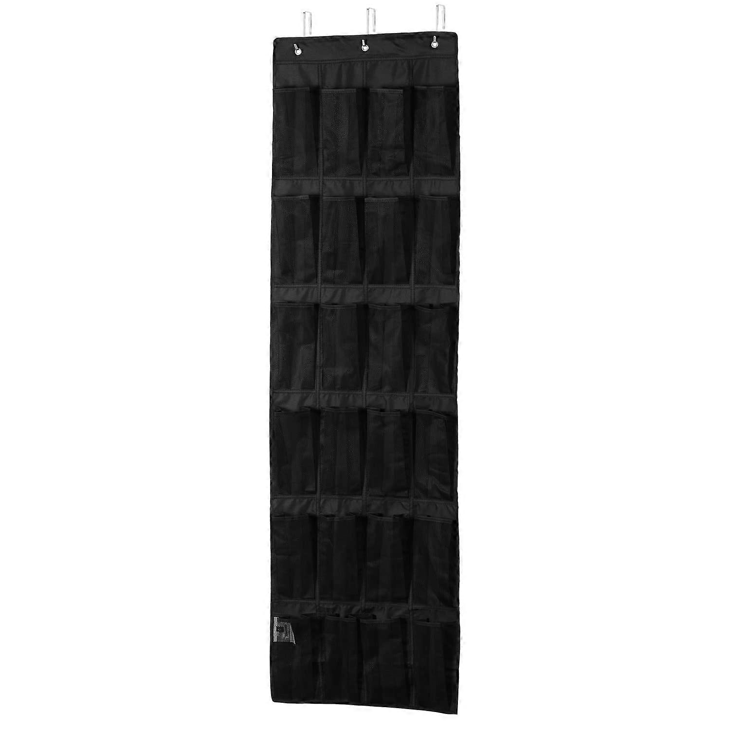 Black Over Door Organizer with 24 Pockets for Efficient Storage and Organization in Home or Office