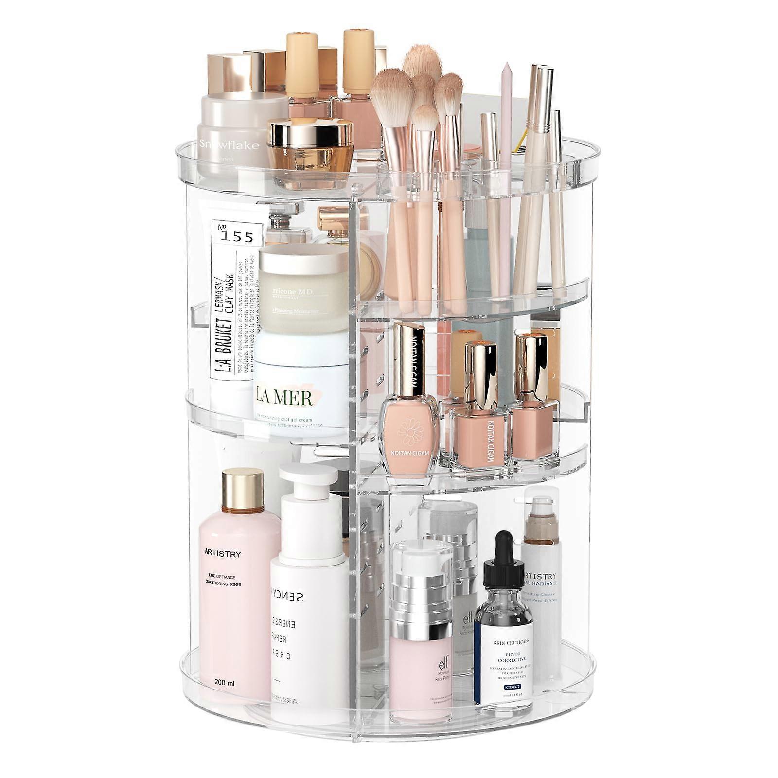 Rotating Makeup Organizer with Adjustable Layers for Vanity Multi-Function Spinning Storage