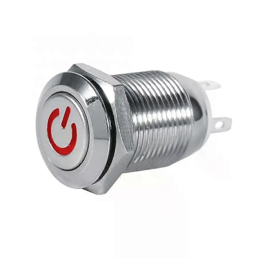 12mm Auto Power Push Button Switch Metal Momentary Type Red LED 2V High Quality New Car Accessories New