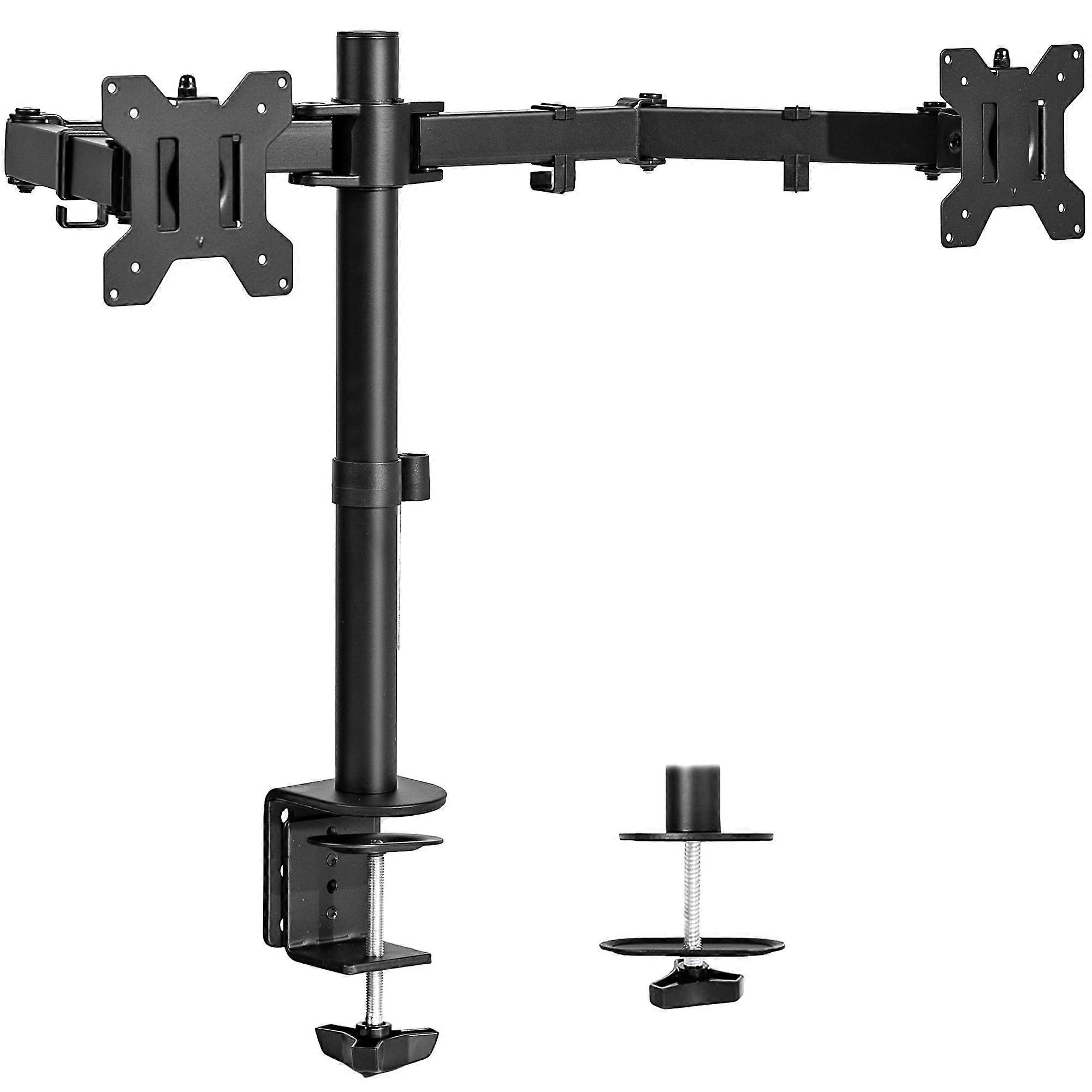 VIVO Dual Monitor Table Installation, Heavy Duty 30 Inch Adjustable Steel Stand for Desk Mounting, Compatible with Most Monitors