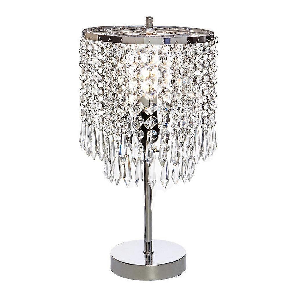 Crystal Table Lamp, 16'Desk Lamp with Crystal Shade for Bedroom Living Room Coffee Table Bookcase Decorative Chrome Living Room Bedside
