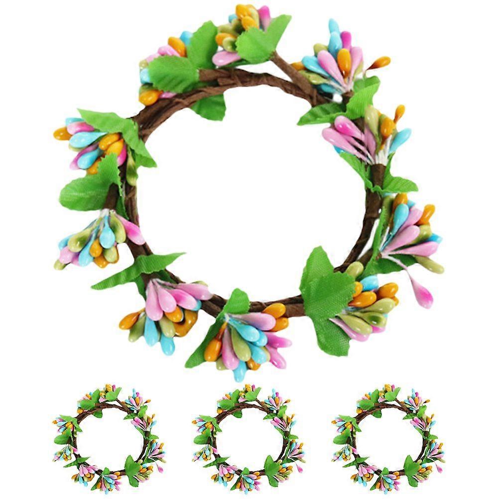 4Pcs Easter Candle Garland Simulation Colored Candle Ring Table Garland Wreath