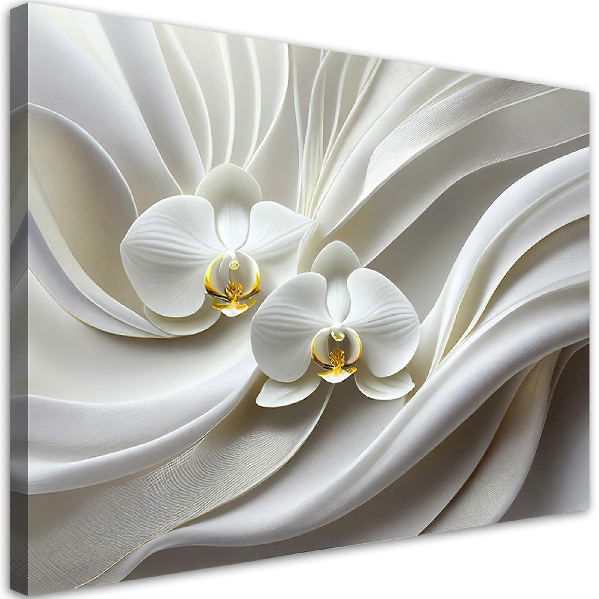 Impression sur toile, Orchidée blanche abstraction 3D - 90x60