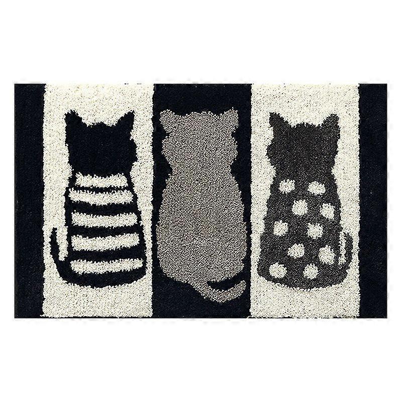 Bath mat Absorbent bathroom floor mat black and white cat 45*65cm