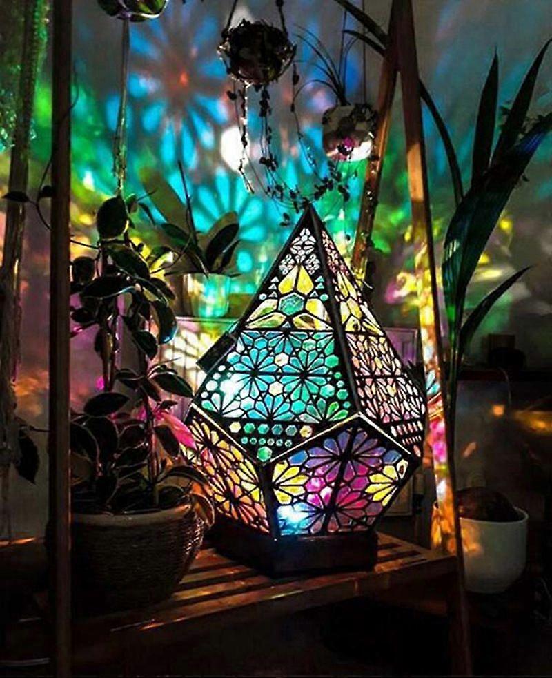 Bohemian Mosaic Starry Sky Floor Projections Lamp Table Bedside Light