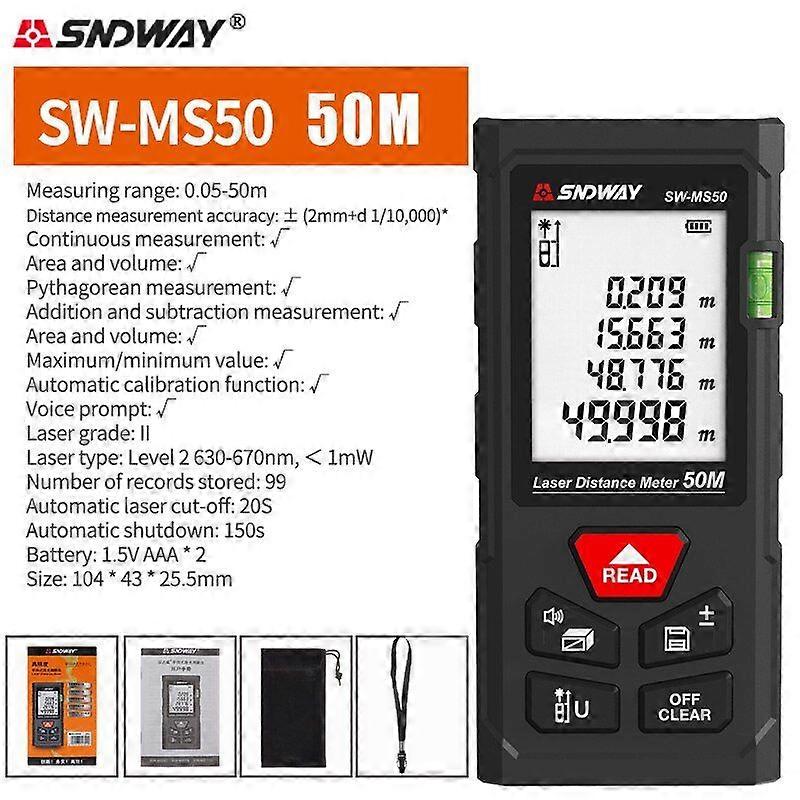 SNDWAY SW MS50 Laser Distance Meter Digital Professional Range Finder Laser Meter Mini Rangefinder Laser Trena Measuring Tool