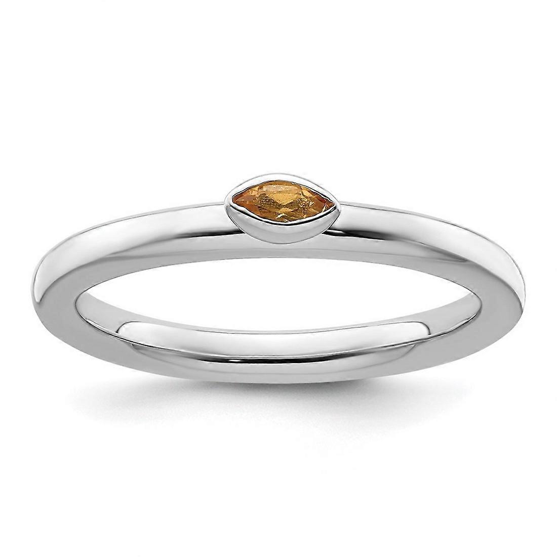 925 Sterling Silver Stackable Citrine Ring Stackable Ring for Women - Ring Size: 5 to 10