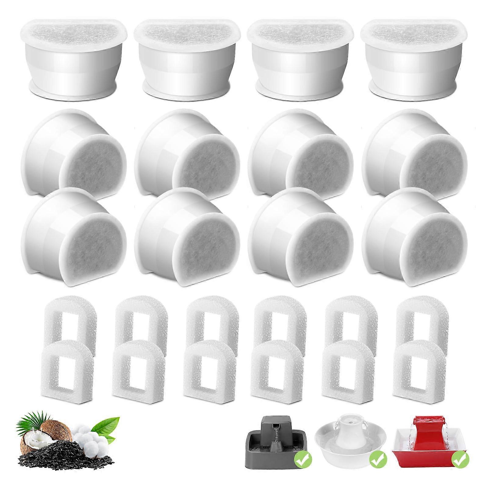 Cat Fountain Replacement Carbon Filters 12-Pack For Ceramic Pagoda Avalon Butterfly Sedona With Pre-Filter Foam