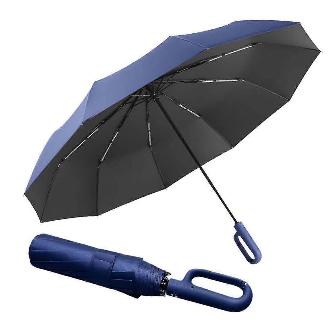 Pocket umbrella Fully automatic foldable diameter 126cm Blue compact travel design