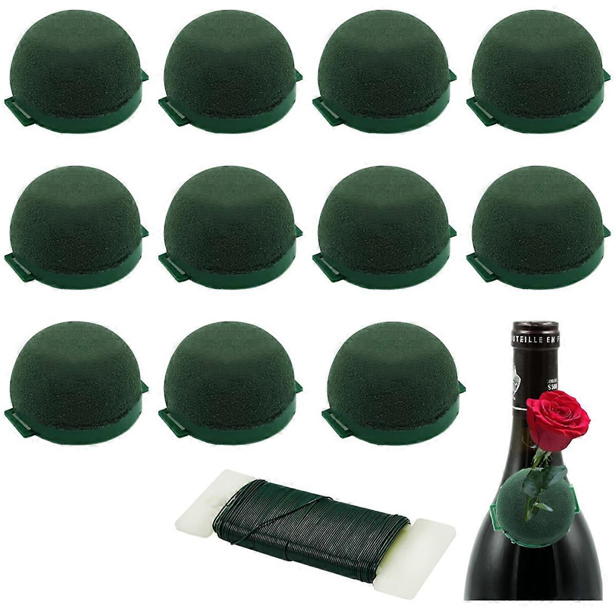 12Pcs Floral Foam,Green Round Mini Flower Foam Holder Flower Arrangements Supplies Florist Form Bloc