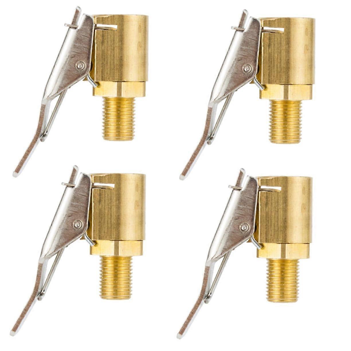 Car Inflator Pump Tire Air Chuck Brass Open End Valves Set of 3 with 4 Clips for Compatible Vehicles