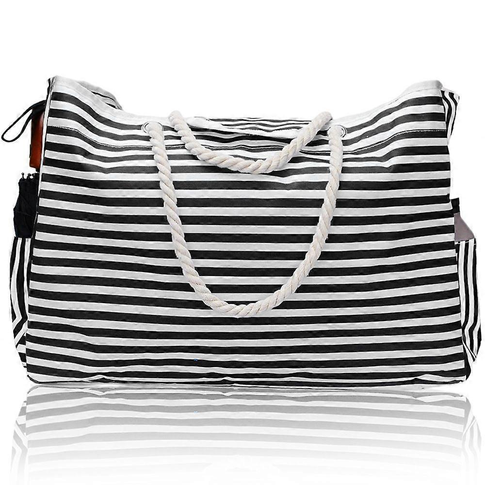 Beach Bag, 22" L x 15" H x 6" W (Approx. 55.9cm x 35.4cm x 6cm W), Large Canvas Beach Tote, Built-in Waterproof Phone Case, Bottle Opener and Keychain