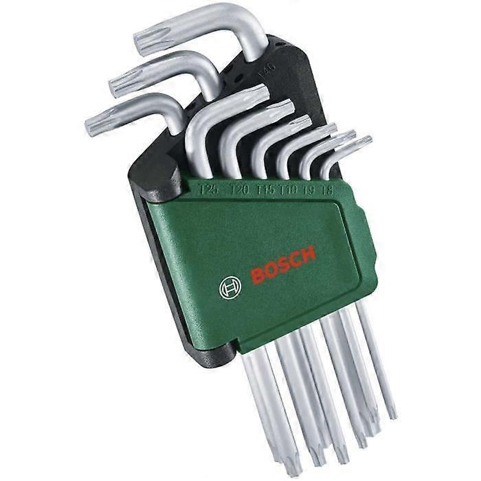 Bosch Set of 9 Torx keys (multi-task S2 steel keys; TX8-TX40; long side; rust-resistant surface, storage rail)