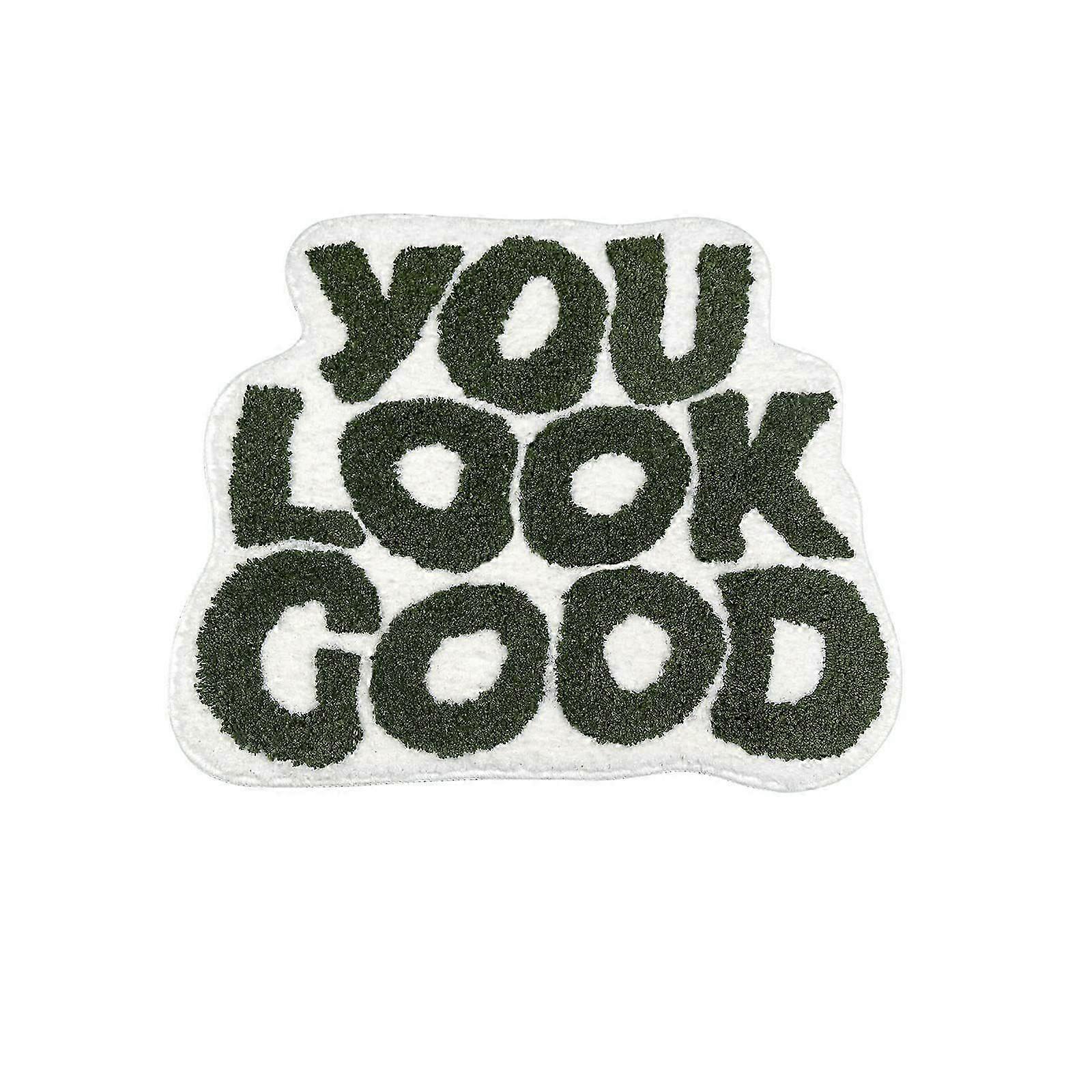 柔らかく吸収性のあるグリーンのぬいぐるみのバスルームラグ、滑り止めTPRボトムとシンプルなレターデザイン