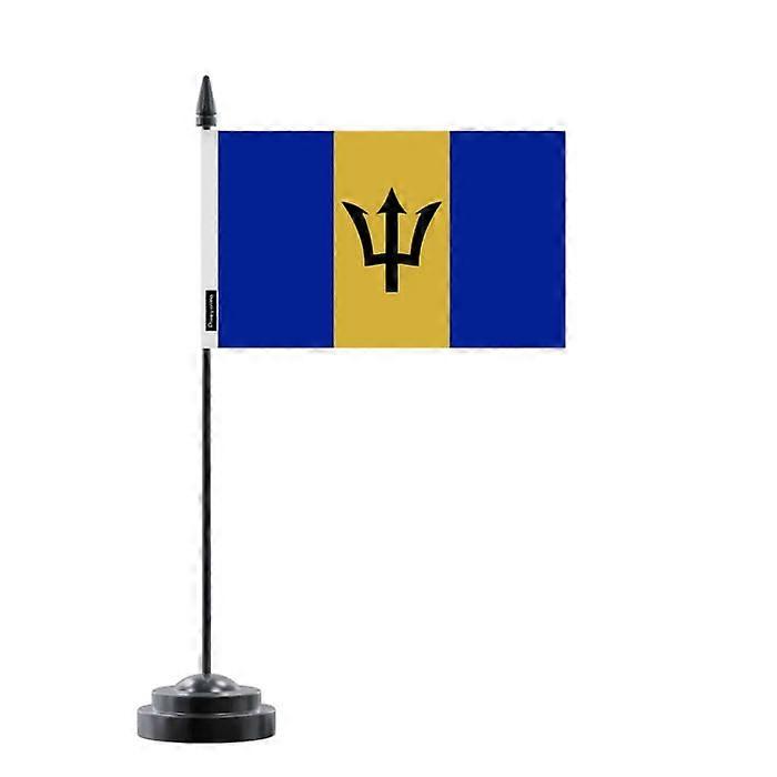 Table Flag - Barbados - 14 x 21 cm - Polyester - Plastic Pole - Double-Sided Print