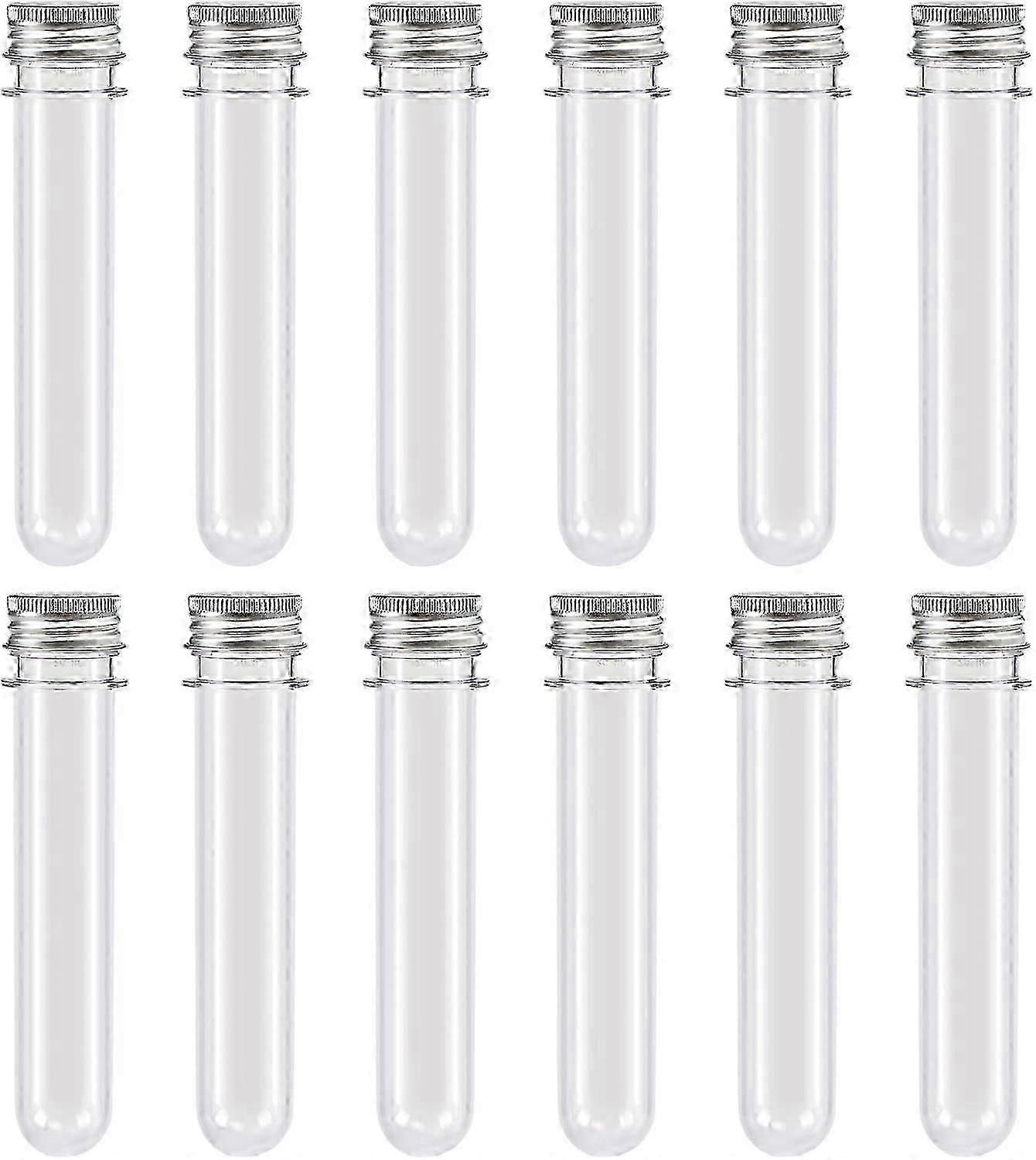 12-Pack 40ml Clear Plastic Test Tubes With Screw Lids - Lab-Grade Sample Containers For Science Experiments_cp -CN-NEW