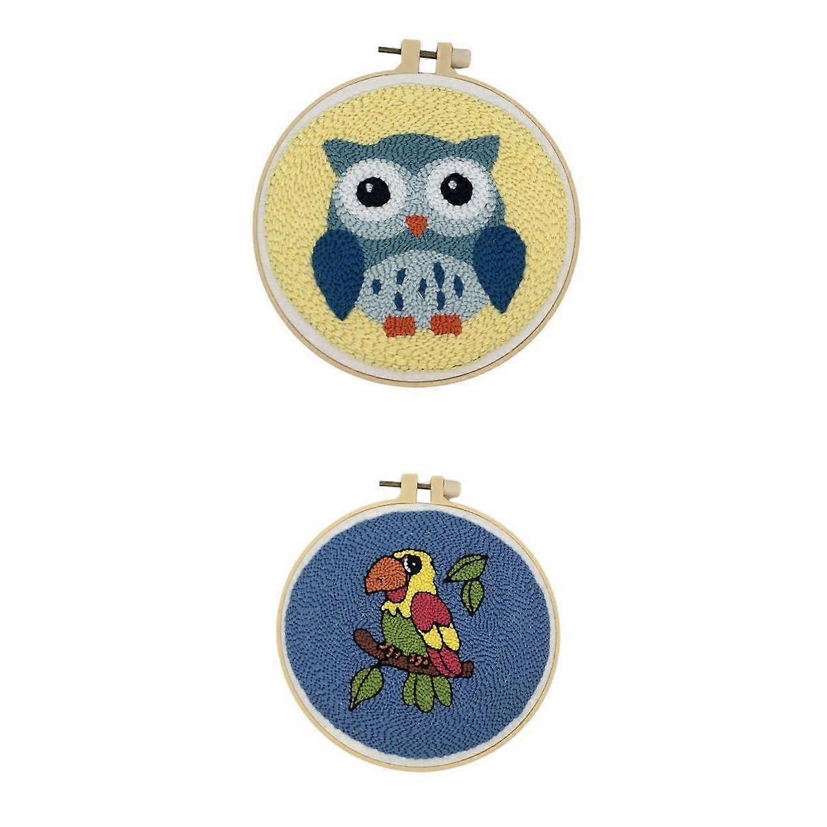 2 Pack Cartoon Animal Punch Starter Kits for Beginners Hand Craft