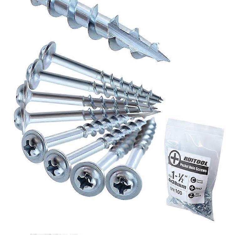 100pcs Carpentry Bevel Hole Screws ST4-25 32 38 50 63mm Cross Screw Slotting Half-teeth Self-tapping Screws for Wooden Boards/ Plastics