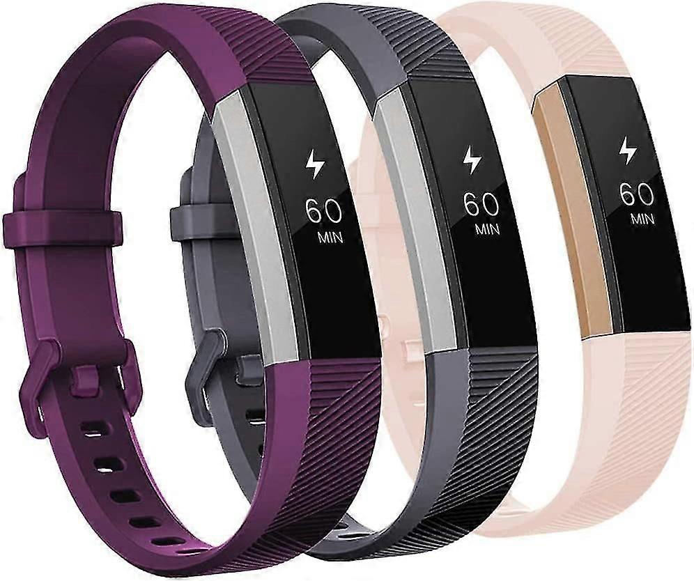 Fitbit Alta 및 Fitbit Alta Hr과 호환되는 밴드, 남성용 여성용 안전한 금속 버클이 있는 Fitbit Alta Hr 밴드용 부드러운 실리콘 팔찌 3팩
