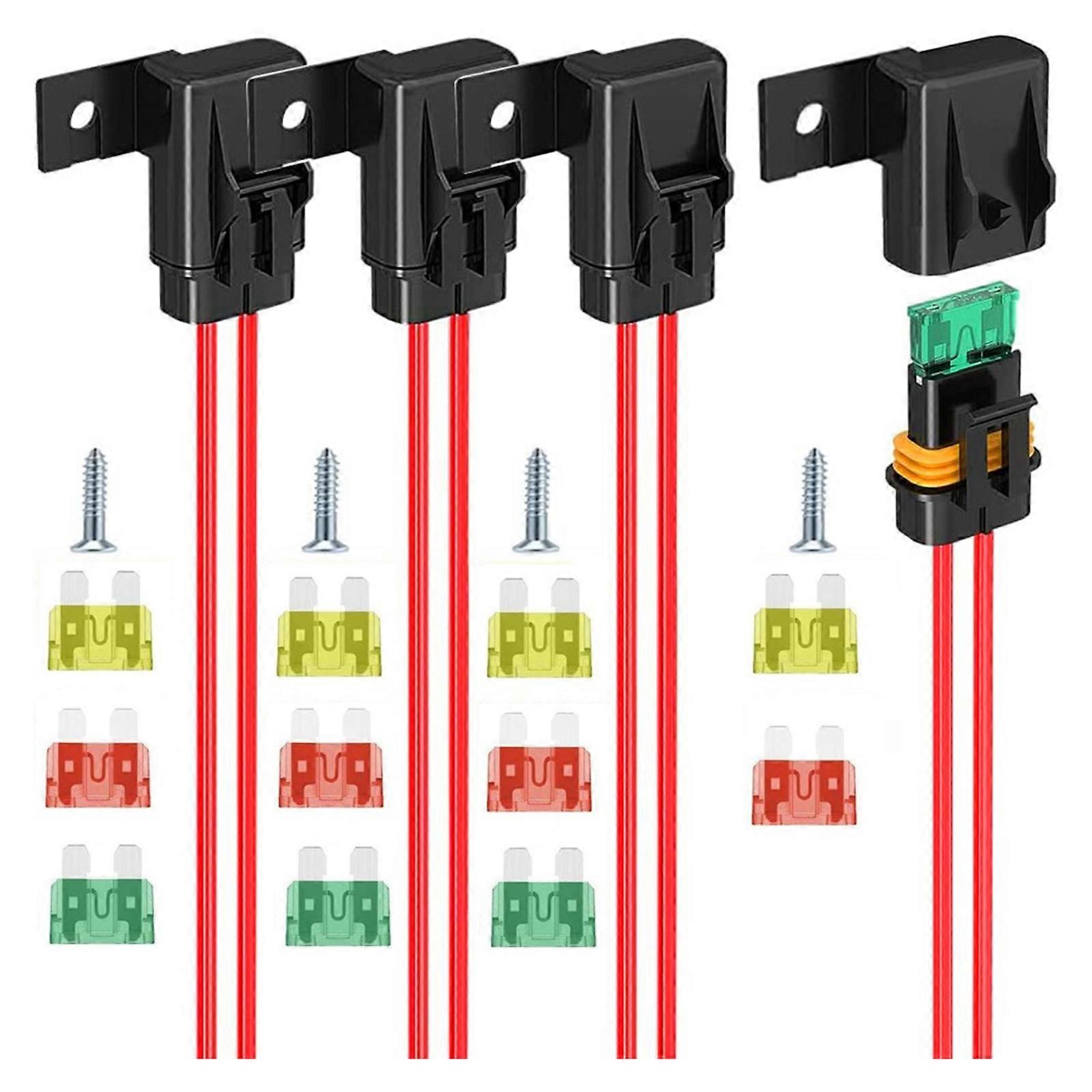 Waterproof Electrical Inline FuseHolder Junction Box with 12AWG Gauge Wire Harness for Automotive Marine Home Circuits