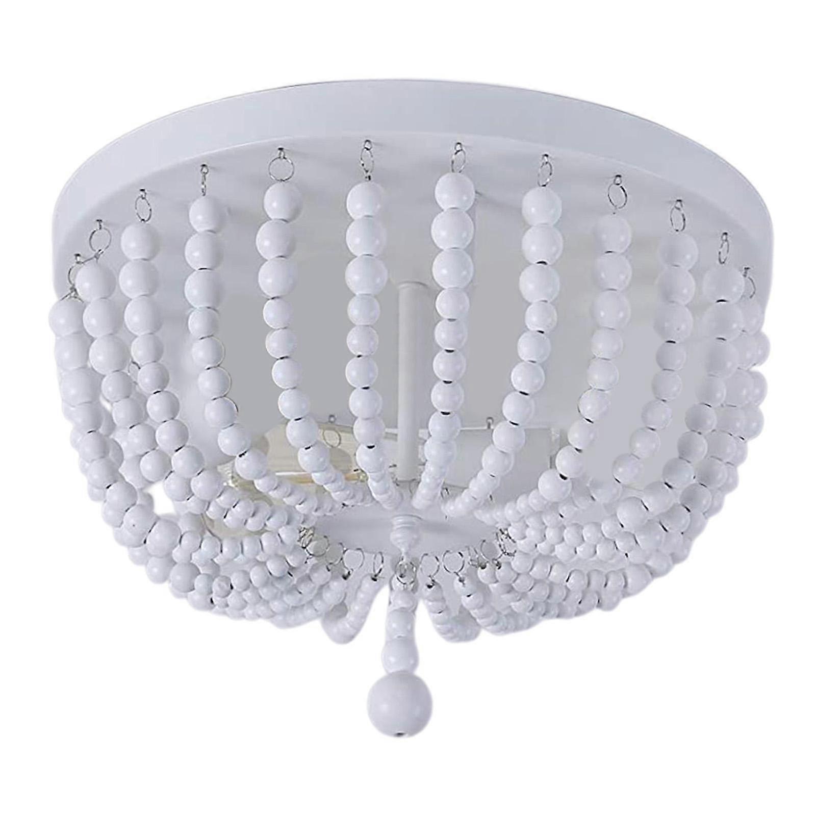 Semi- Ceiling Light Retro Bohemia Decor Ceiling Light Fixture Wood Beaded