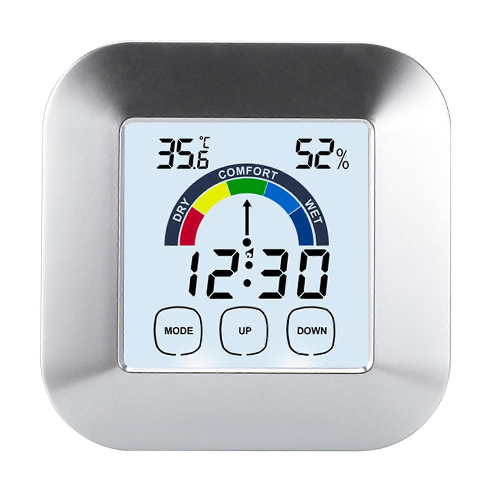 Digital Hygrometer Thermometer with Time-Display Touch-Control Indoor Thermometer Gauge Digital Hygrometer Thermometer