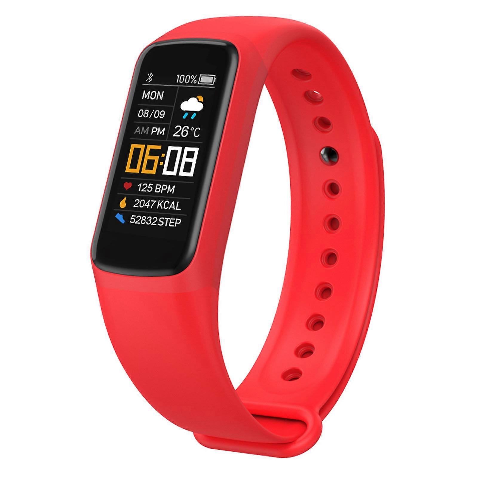 Fitness Tracker Bluetooth-compatible for iOS-Android Device with Blood Pressure Heart Rate Monitoring Sedentary Reminder Red