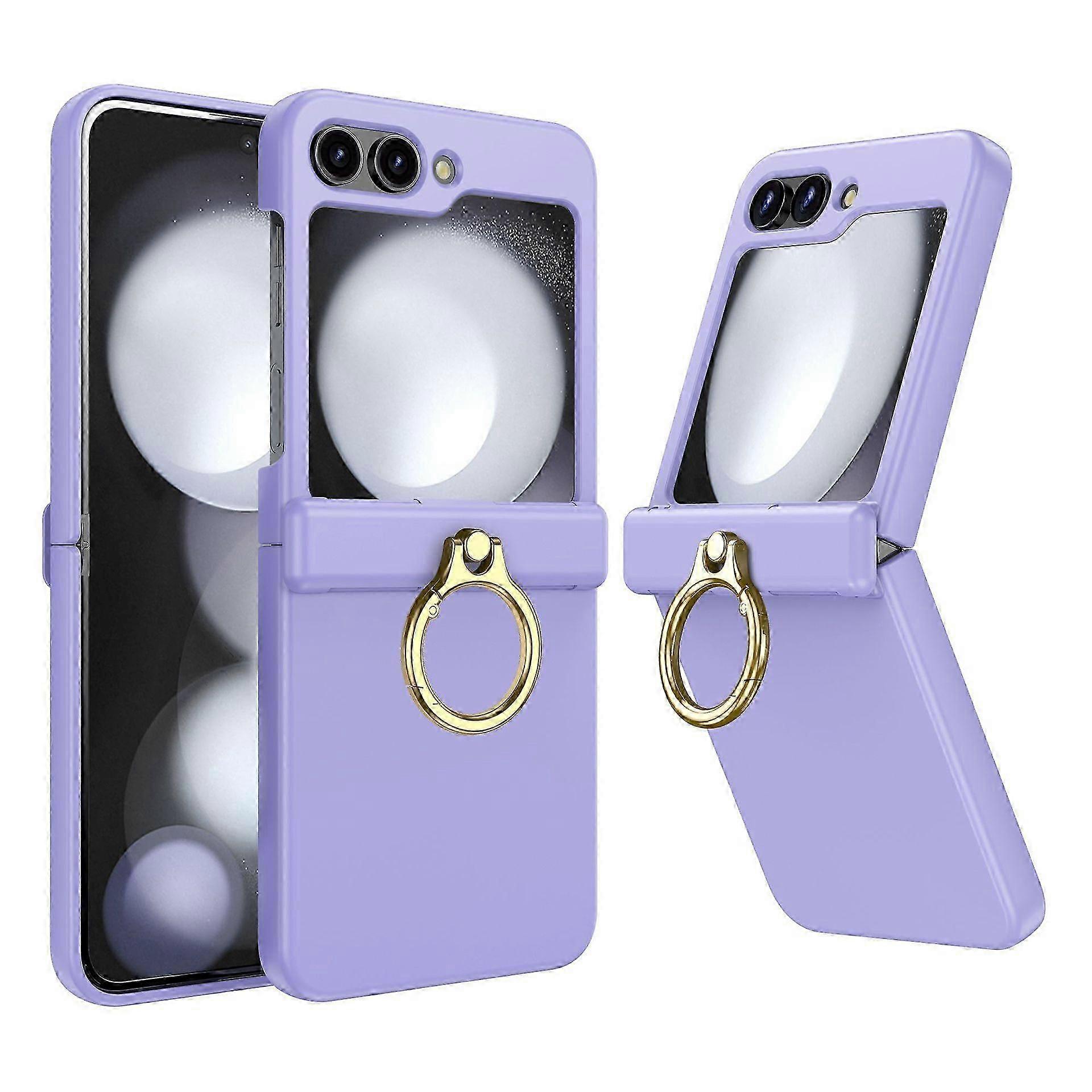 For Samsung Galaxy Z Flip 6 Case with Hinge Protection & Ring Kickstand, Slim PC Shockproof Protective Case For Z Flip 6
