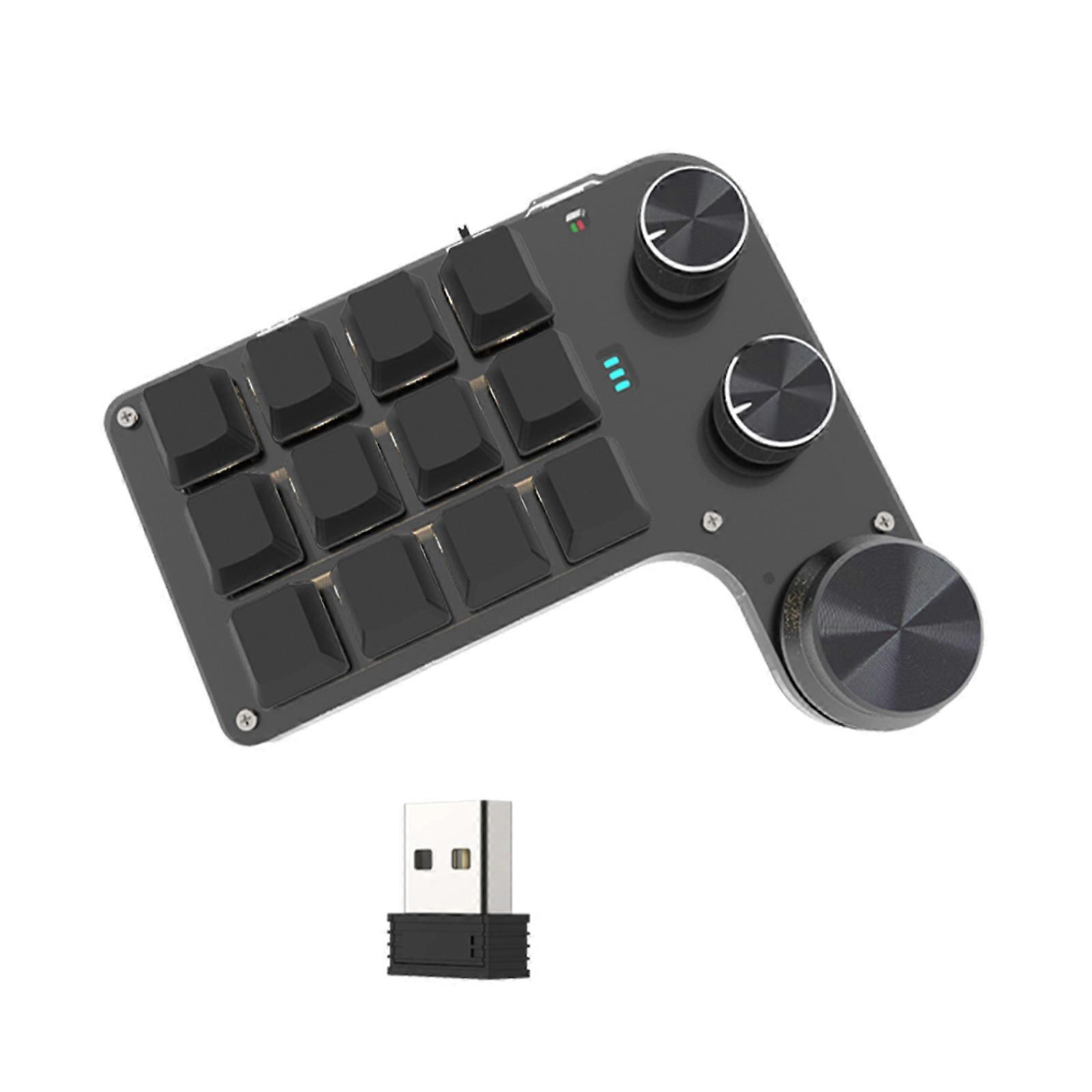 Programming Macro Keyboard RGB Custom Knob Keyboard 12-Key 2-Knob 3 Modes Gaming Mini Keyboard Copy Paste Hotswap  Black