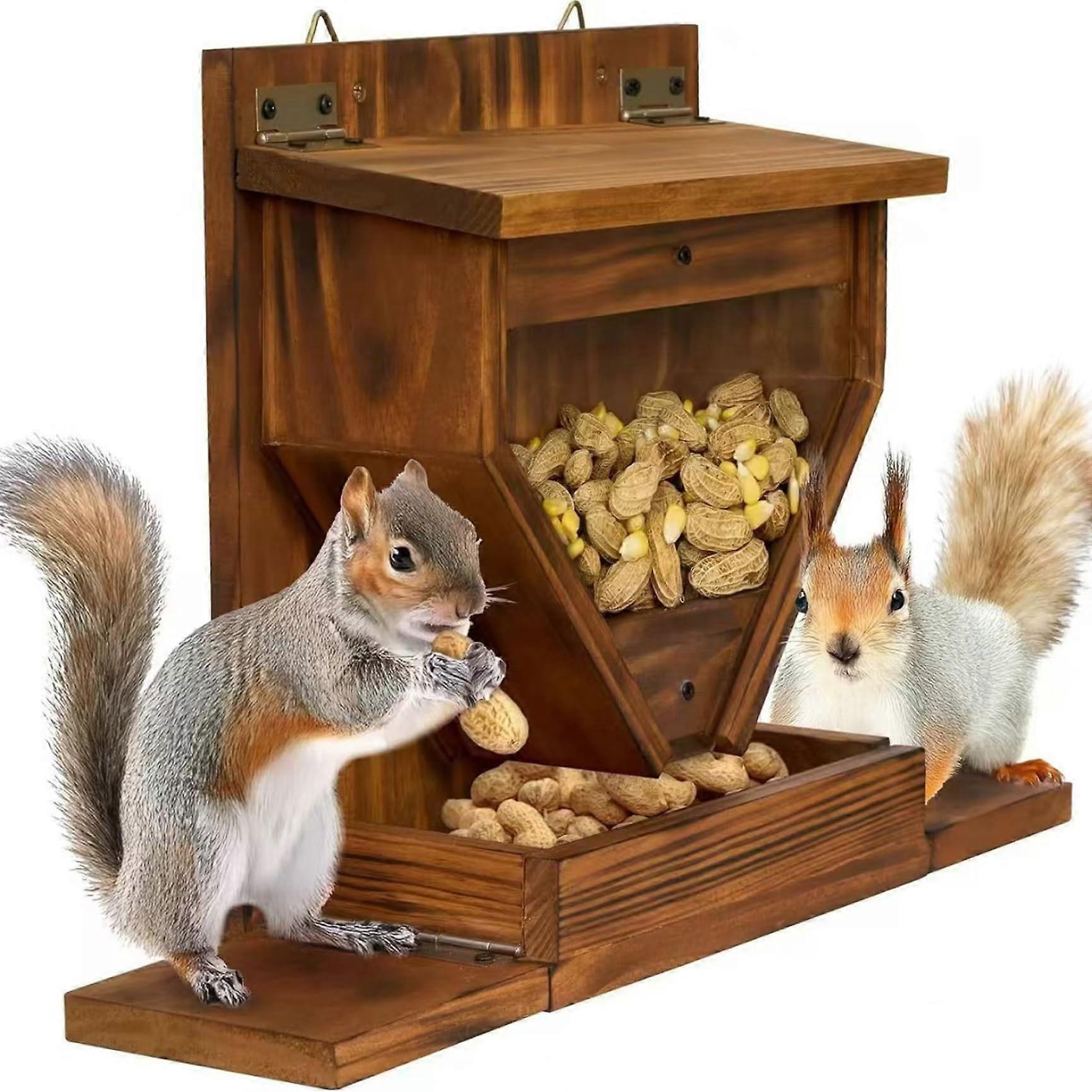 Squirrel Feeder, Wooden Hanging Squirrel House with Roof for Outdoor Use, Ideal for Garden and Backyard Decor