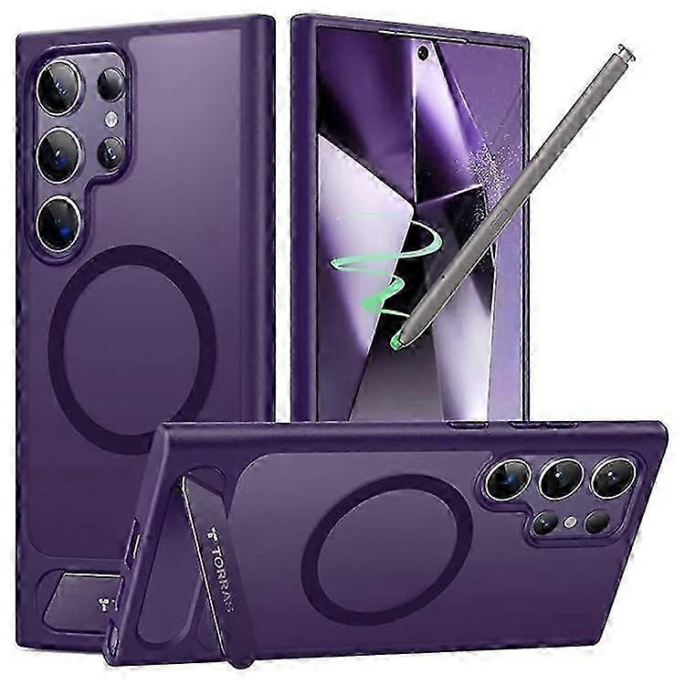 TORRAS Compatible For Samsung Galaxy S24 Ultra Case Kickstand TPU+PC Phone Cover Compatible with MagSafe