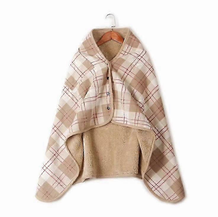 Cozy Plaid Fleece Blanket with Buttons, Soft Polyester Throw for Sofa Bed Travel, Grey, 135x80cm