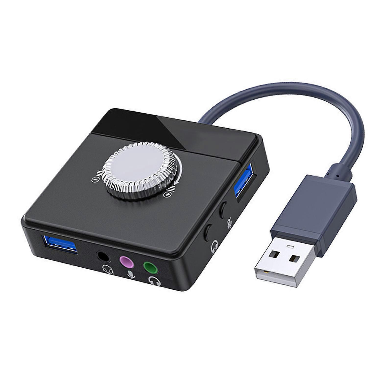 USB Sound Card Plug and Play External USB Sound Adapter with 3.5mm USB Interface Volume Control for PC Laptop 