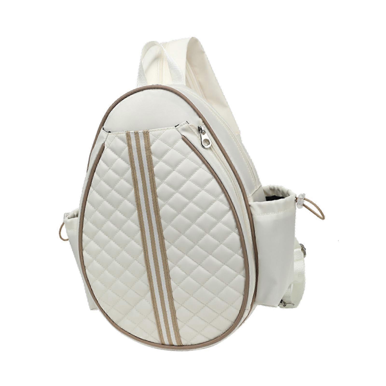 Tennisbeutel Tragbare Mehrzweck Badminton Tasche für Männer und Frauen, Schlägerabdeckung in Weiß und Braun, Robustes Material