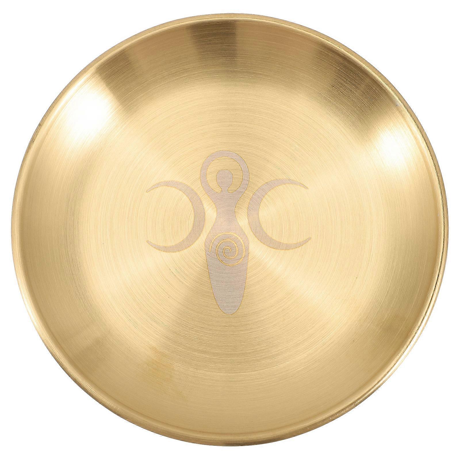 Elegant Metal Round Tray for Candle, Tarot, Meditation, and Religious Offerings – Decorative Home Storage and Display Plate with Safe Smooth Edges